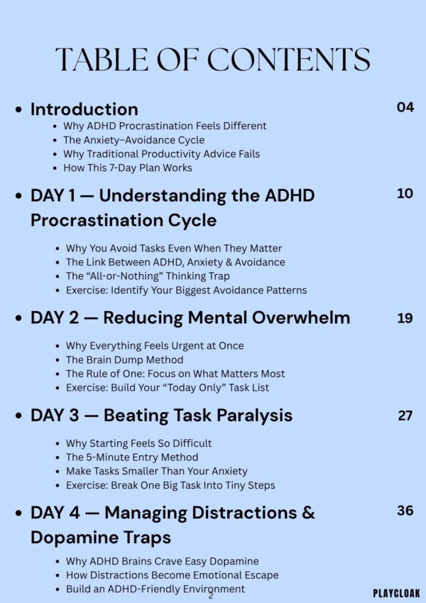 ADHD, Anxiety & Procrastination 7-Day Ebook