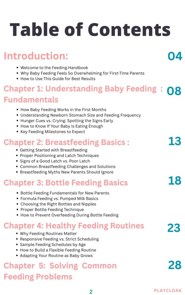 Table Of Contents 332 7-Chapter Feeding Handbook For First Time Moms
