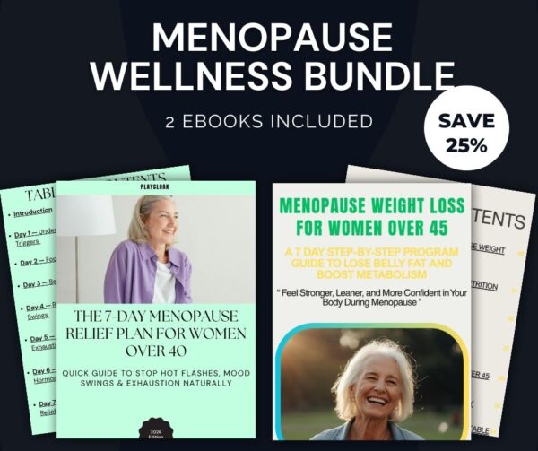 MENOPAUSE WELLNESS BUNDLE - 2 Ebooks : 7-Day Step-by-Step Menopause Weight Loss Ebook & 7 Day Menopause Relief For Women Over 40 Ebook
