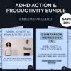 ADHD Action & Productivity Bundle -  2 Ebooks : ADHD, Anxiety & Procrastination Ebook and ADHD Companion Workbook